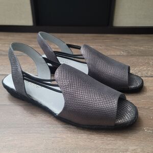 Women's David Tate Black Metallic Lizard June Espadrilles Sandals- Size 10